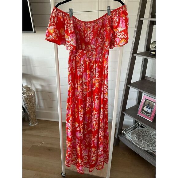 Flying Tomato peasant maxi dress Womens S Red Cottagecore Hippie Boho - Picture 5 of 12